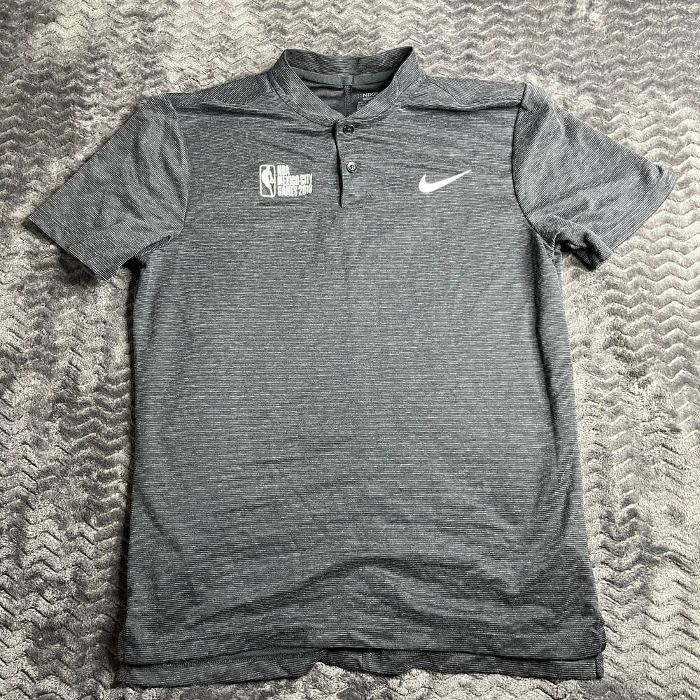 NBA Mexico City Games 2018 Polo Shirt Nike Dri-Fit Black/Gray Short Sleeves M